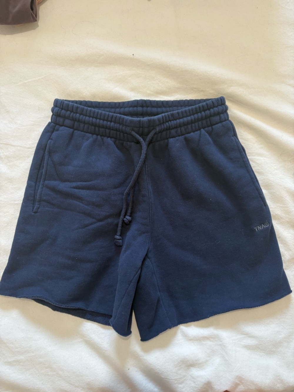 Aritzia TNA Boyfriend Sweatfleece Navy Shorts